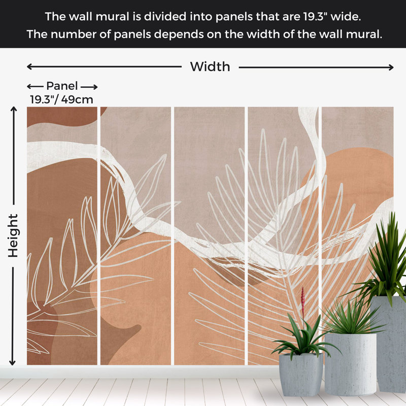 Peel & Stick Botanical Wall Mural - Organic Shapes, 27" L x 38" W