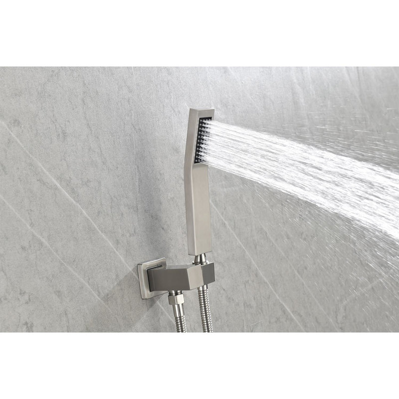 Ensemble de douche avec connecteur de 1/2 po - pomme de douche à pluie, douche à main, valve, support, tuyau, système innovant de niche: mise à niveau de salle de bain