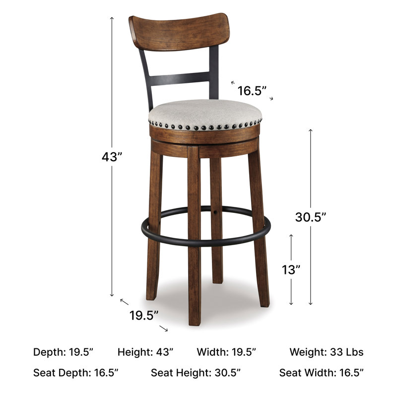 Upholstered Counter Stool, Brown, Bar Stool (30" Seat Height)