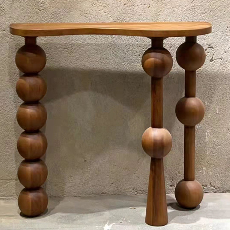 Table de véranda entièrement en bois massif de style français., H 33,8 po x l 55 po x P 13,7 po