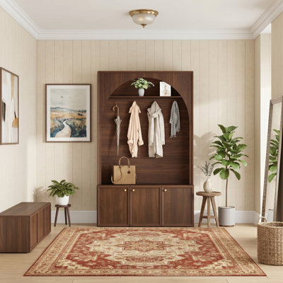Farmhouse Hall Tree With Bench & Shoe Storage