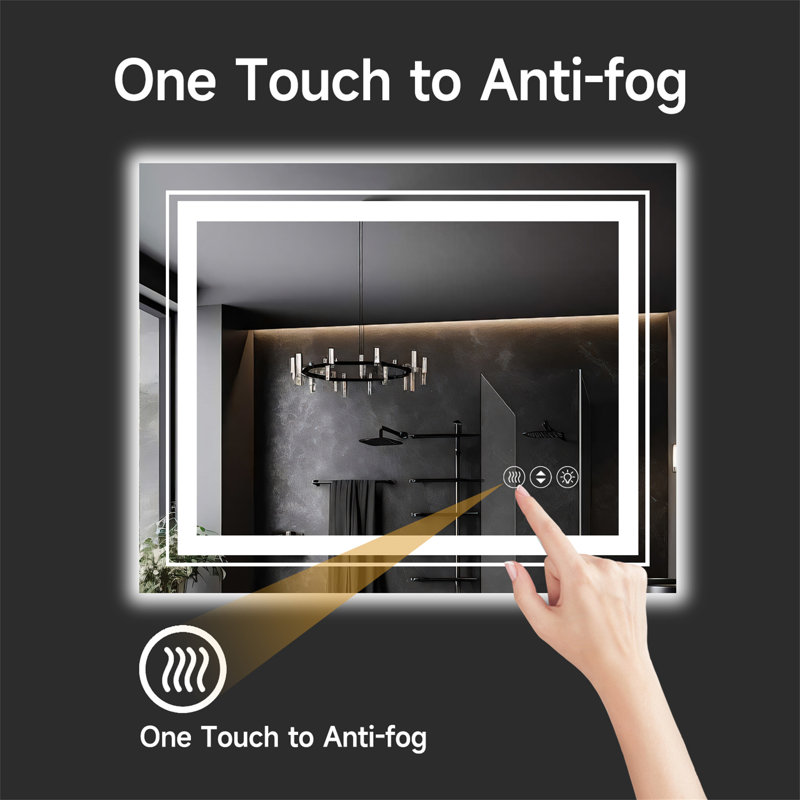 40X24 Inch Frameless LED Bathroom Mirror, 24" x 40"