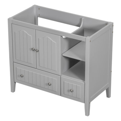 36" Bathroom Vanity Base OnlySolid Wood Frame and MDF Boards