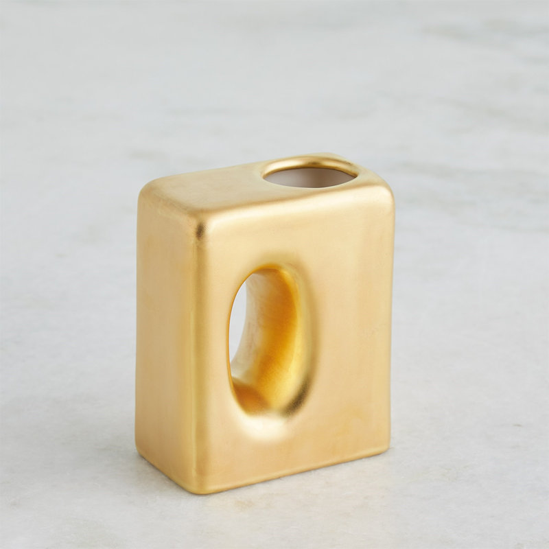 Oh Yes Handmade Earthenware Table Vase, Matte Gold