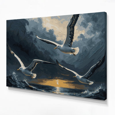 «Nautical Seabirds», art mural sur toile bleue