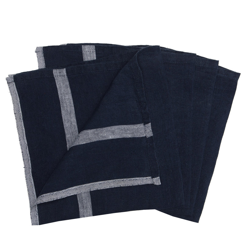 Laundered Linen Square, Indigo/White