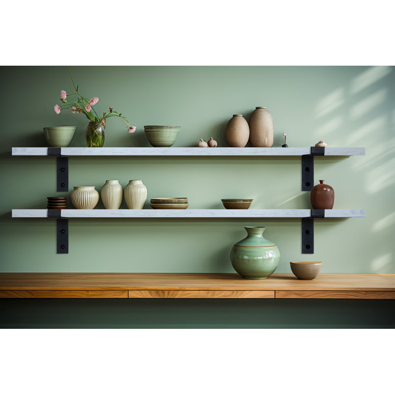 Emerald Lee 2 Piece Poplar Bracket Shelf, 1" H x 36" W x 6" D, White