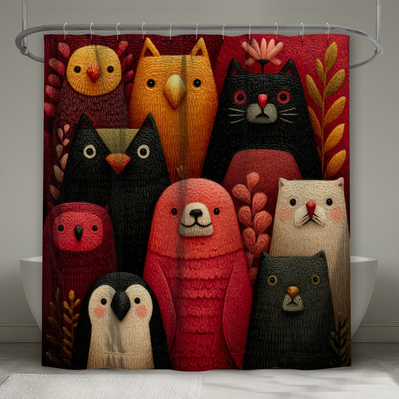 Cute Animal Illustrations Shower Curtains Extra Long, L 70 po x H 84 po
