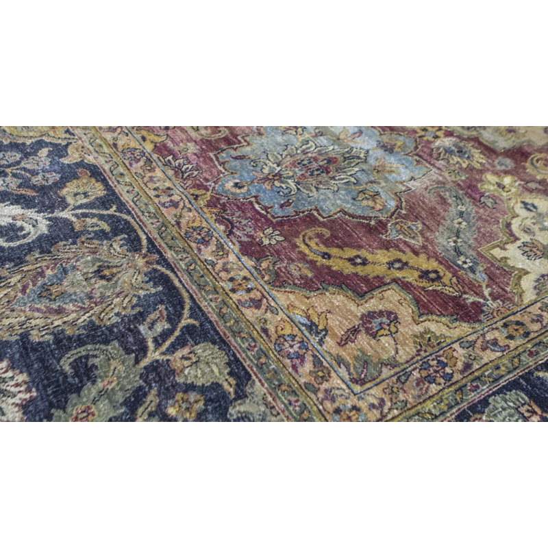Hand-Knotted High-Quality Red and Black Area Rug