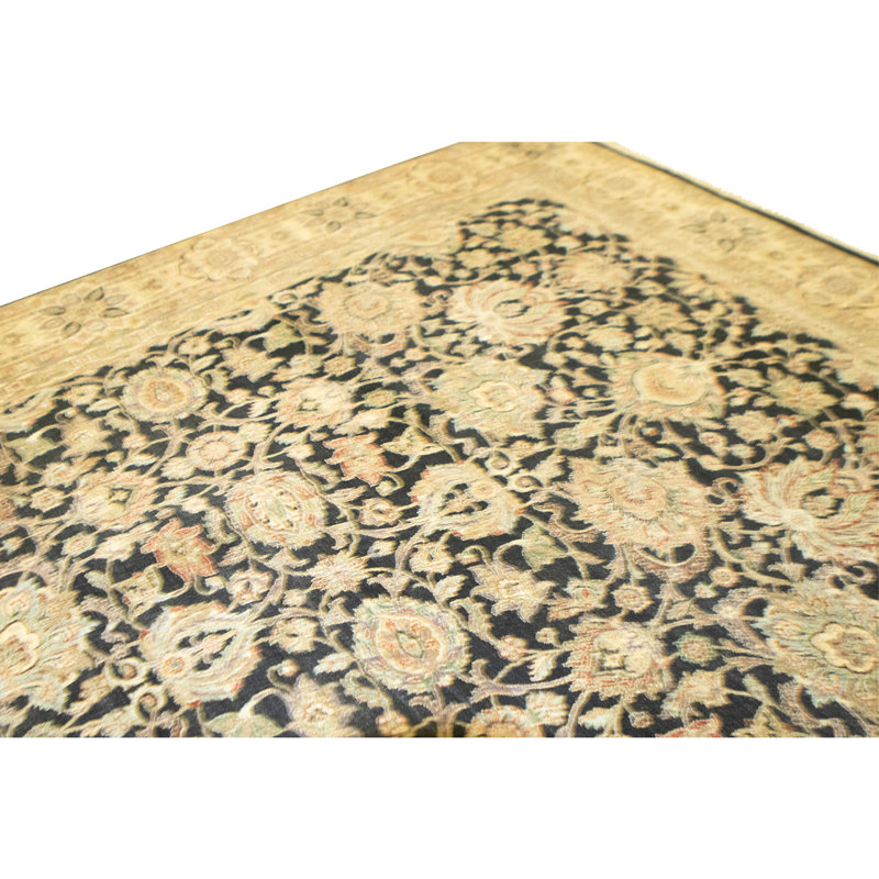 High-Quality Hand-Knotted Black And Gold Area Rug