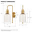 Applique murale or brossé avec abat-jour en verre transparent nervuré-129866519