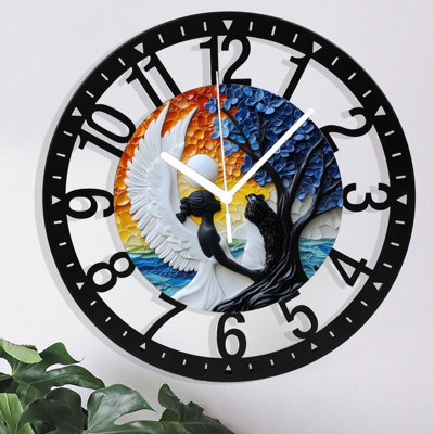 Metal Wall Clock for Living Room -10" Forest Path Lined With Bluebell Flowers Silent Non Ticking,Battery Operated, Antique Clocks for Farmhouse,Bedroom,Kitchen - Arabic Numerals