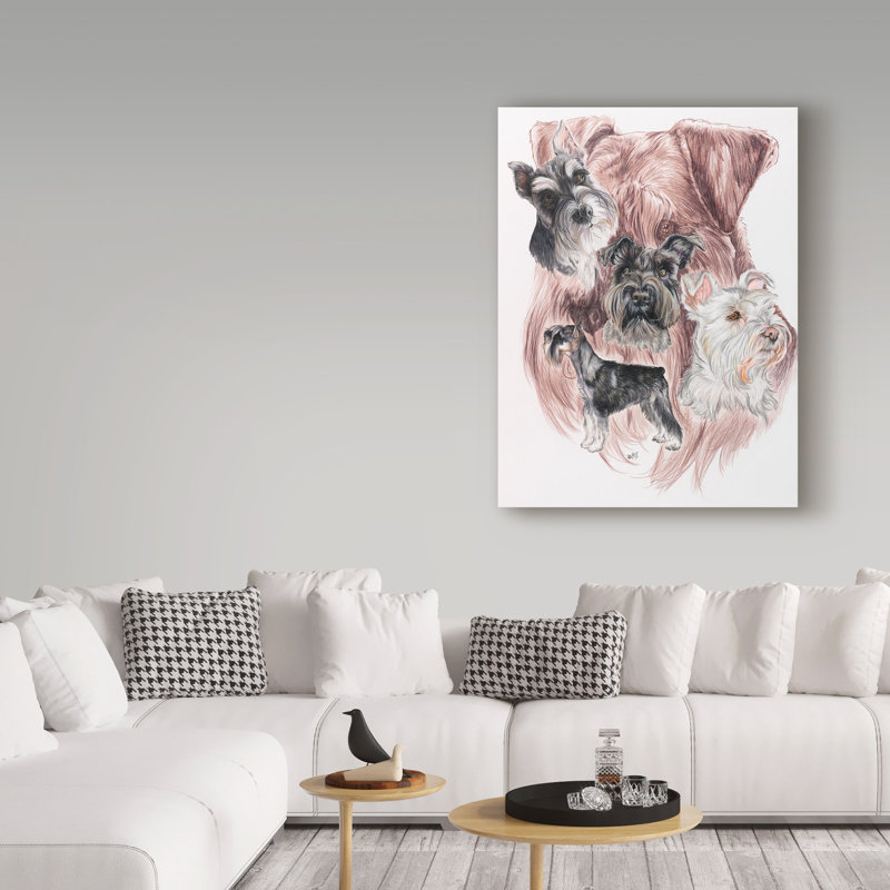 Publicité rétro sur toile tendue Adelphi «Miniature Schnauzer», H 47 po x l 35 po