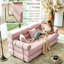 Canapé-lit modulaire convertible en forme de L, tissu chenille rose adapté aux animaux de compagnie, mousse à haute densité 4 couches, canapé-lit moderne pour le salon