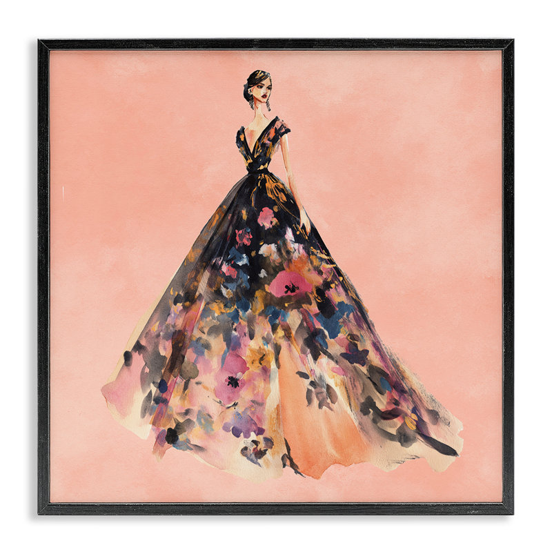 Giclée encadrée de nuit en or rose, design par Svetlana Aleynikova, H 17 po x l 17 po, Giclée noire de minuit encadrée