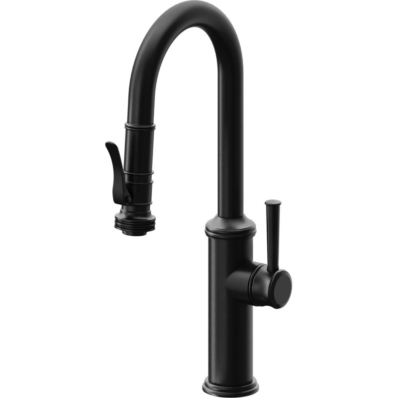 Davoli Pull-Down Prep/Bar Faucet with Squeeze Sprayer, Matte Black