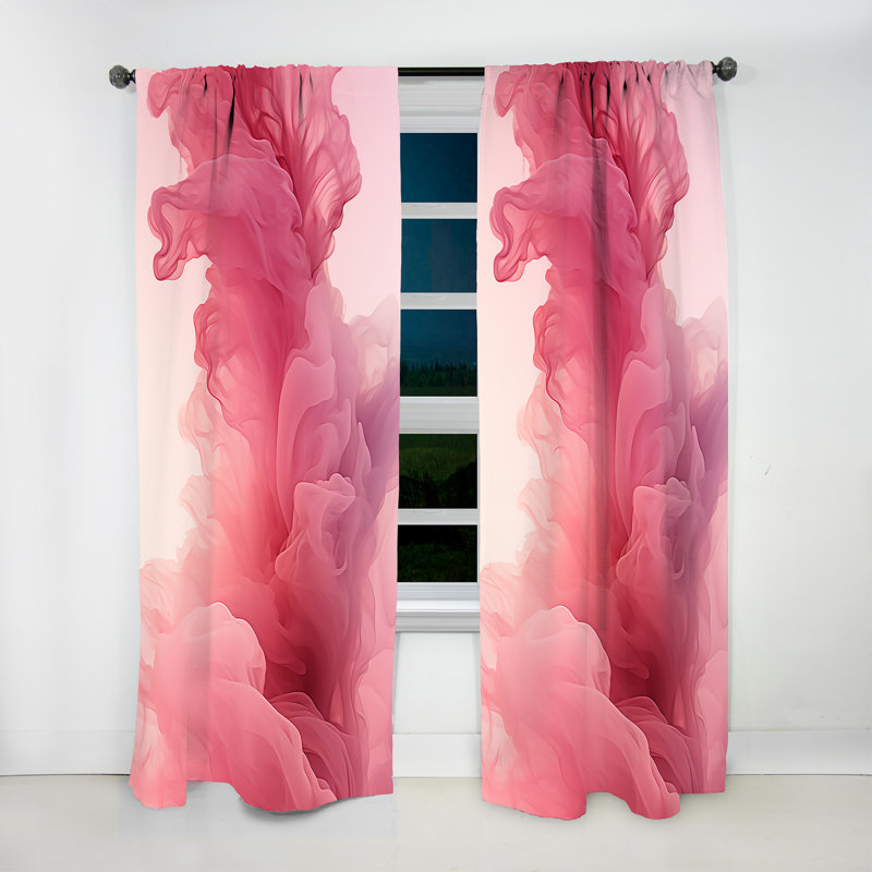 Manan Pink Polar Radiance Smoke III - Modern Velvet Curtain - Room Darkening - 1 panel, 52" W x 90" L
