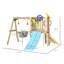 Portique en bois 3-en-1 avec siège de balançoire, glissade, mur d'escalade et jeux Outsunny
