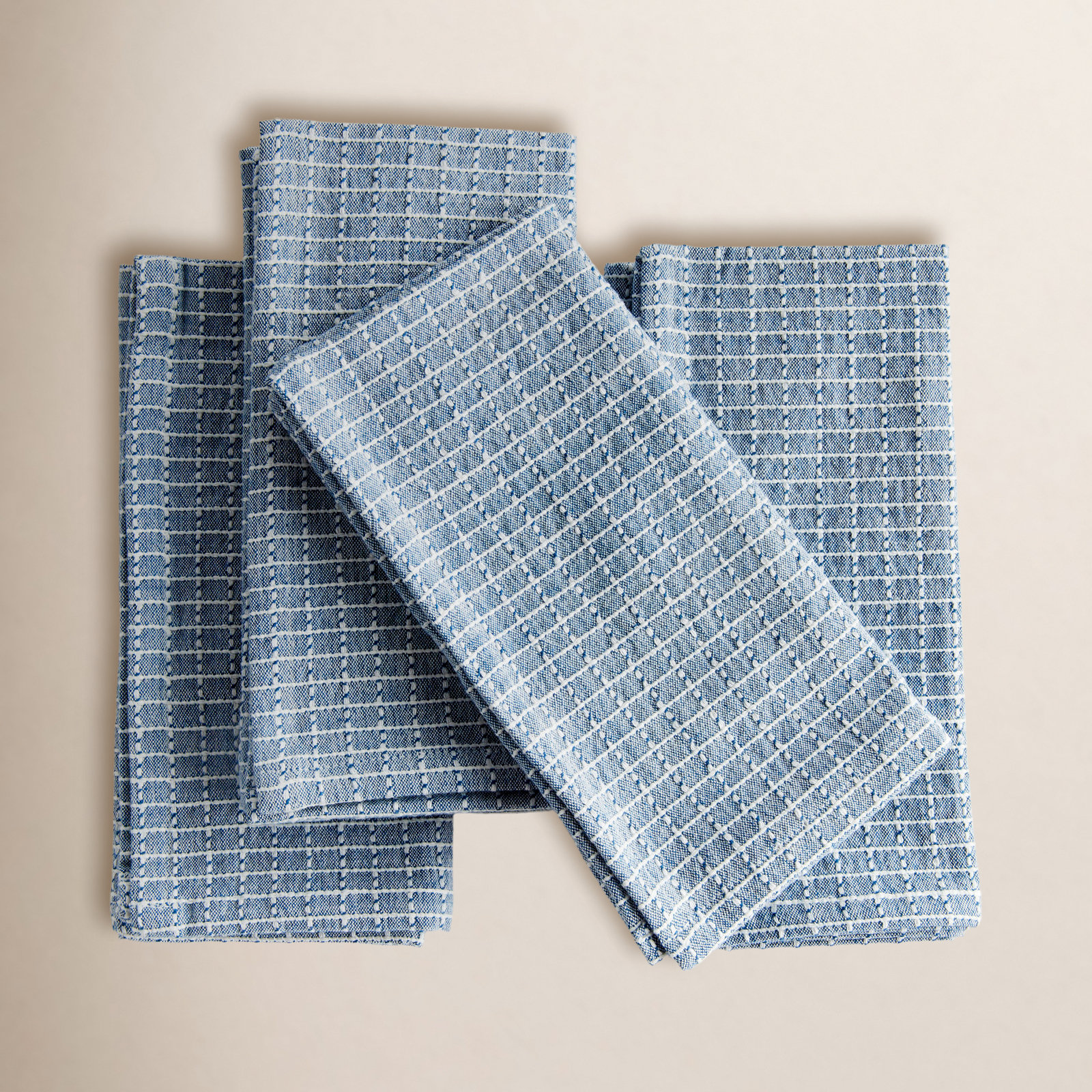 Atoka Reversible Cotton Napkin, Textured Grid	, Hemmed