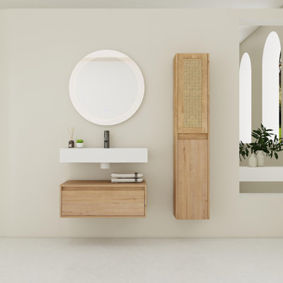 Meuble-lavabo mural 30 po avec lavabo en résine et armoire d'appoint Miller