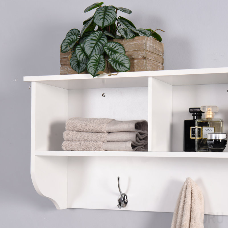 Wall-Mounted Coat Rack/Storage Shelf, 4-Hook - Standard