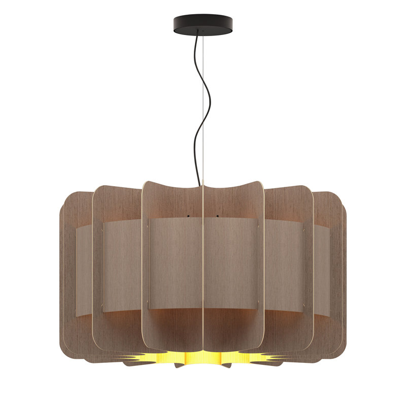 Luminaire suspendu 1 lumière Clarissa, H 16,5 po x l 29,8 po x P 29,8 po, Chêne gris