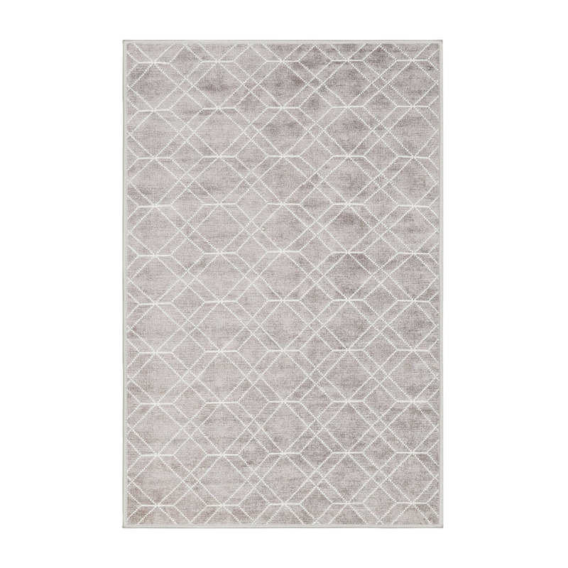 Tapis gris/zone blanche contemporaine, Rectangle 6 pi x 9 pi