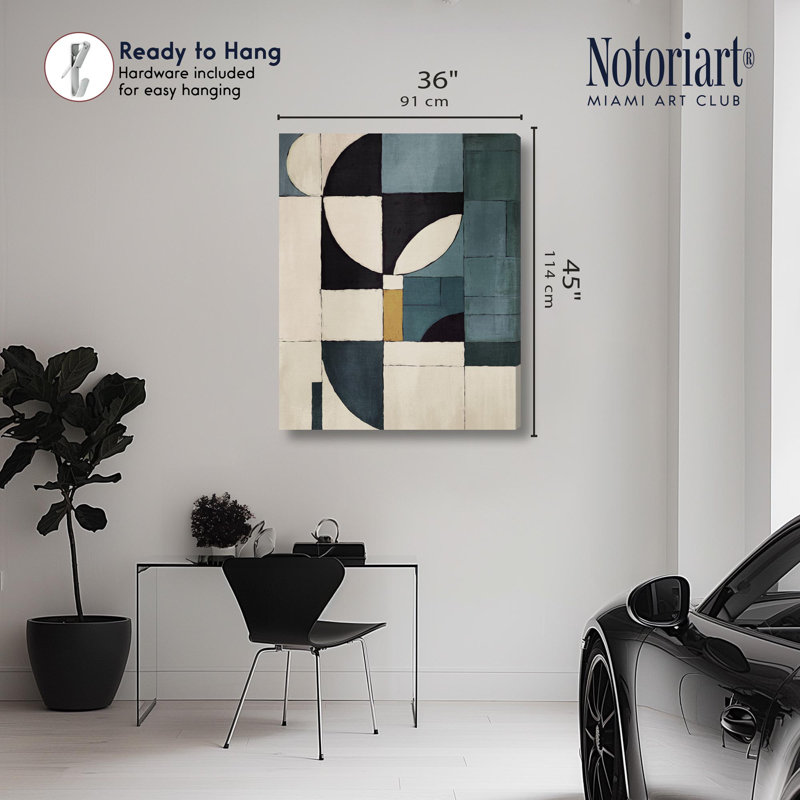 «Here and Now», impression sur toile décorative bleue par Notoriart, H 36 po x l 45 po, Toile tendue avec châssis