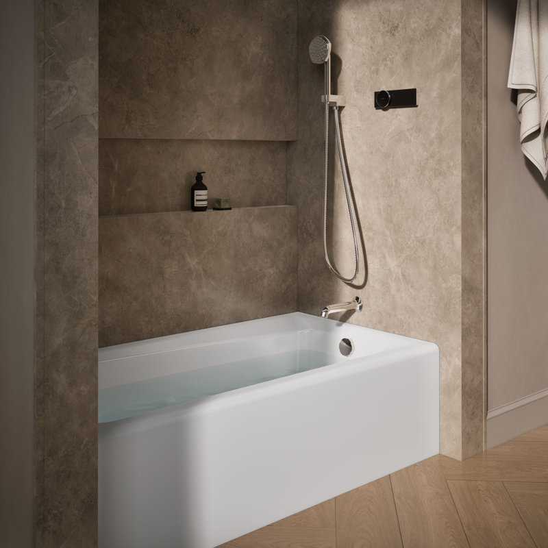 Mendota® 60" x 32" Soaking Bathtub, White, Right