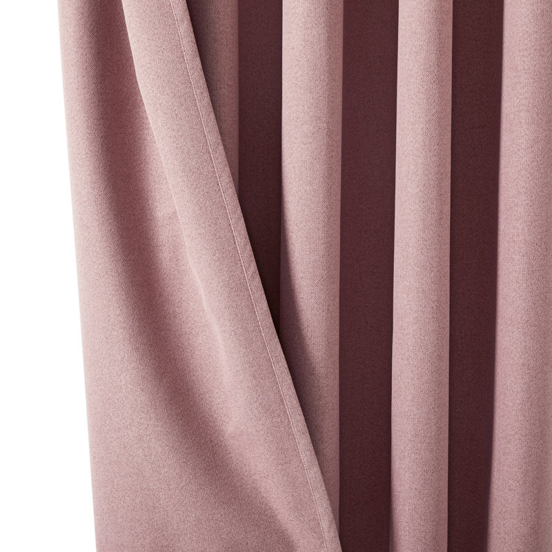 Linen Blend Blackout Curtain Panel Pair, Blush, 168cm Width x 228cm Drop