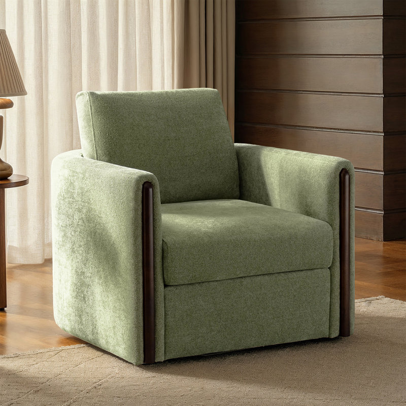 Upholstered Swivel Armchair, Moss