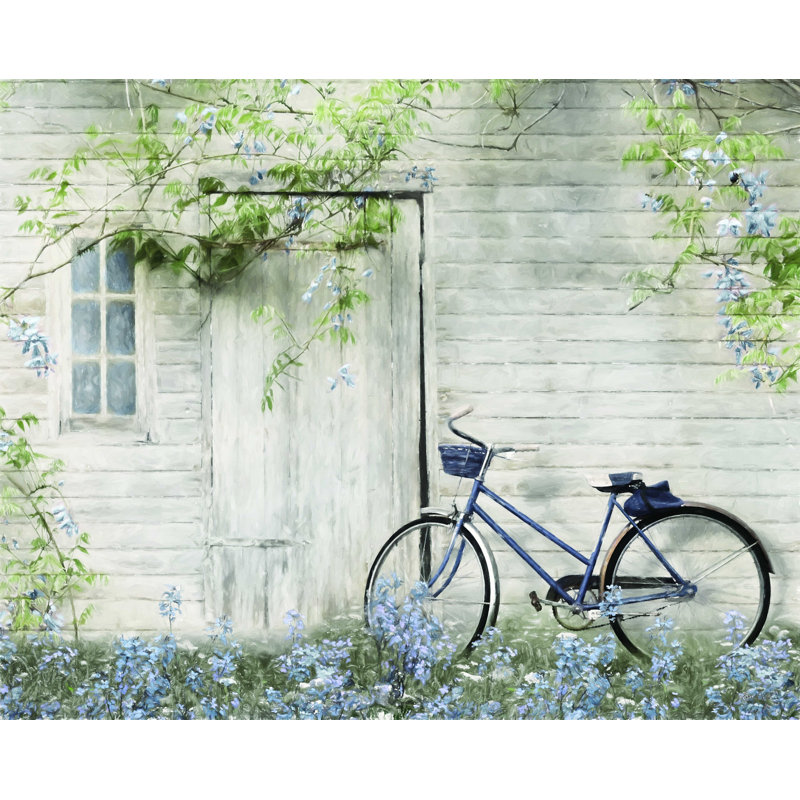 «Blue Bike at Barn», reproduction sur toile tendue, H 18 po x l 24 po