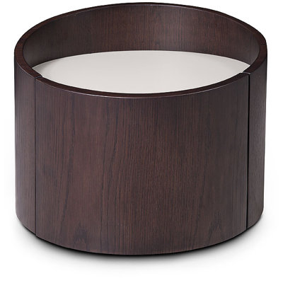 Table de bout ronde moderne en chêne brun 21 po