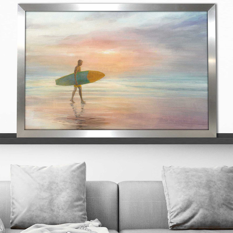 " Surfside ", Silver Framed, 21.5" H x 27.5" W x 0.75" D