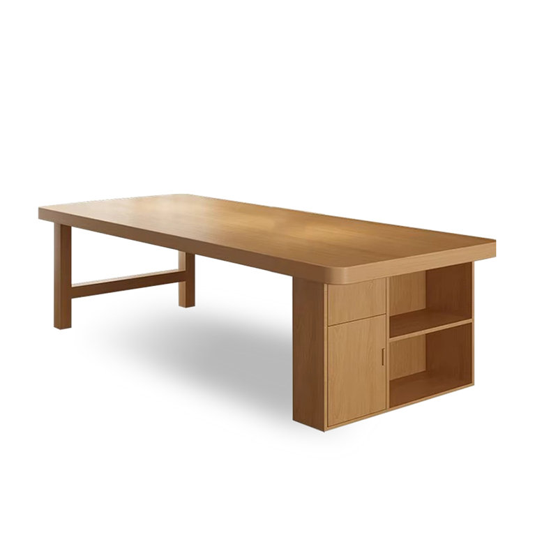 Solid wood rectangular desk with storage cabinet, 29.53" H x 62.99" W x 31.5" D