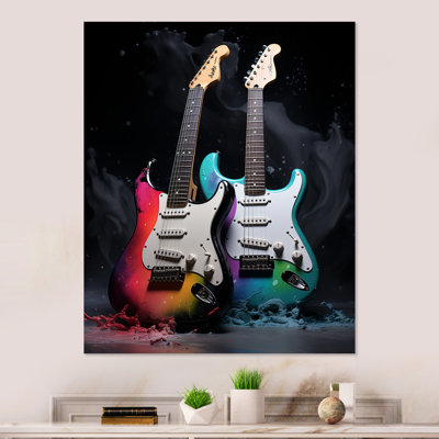 Green And Red Guitar Groove  Guitar Metal Wall Art