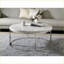 Table basse ronde en marbre naturel avec finition nickel - Centre de table de salon moderne et intemporel