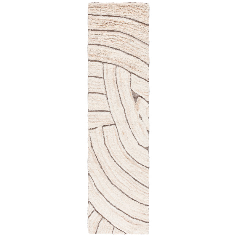 Maurine Hand Woven Wool/Cotton Abstract Rug in Natural/Beige, Runner 2'3" x 9'