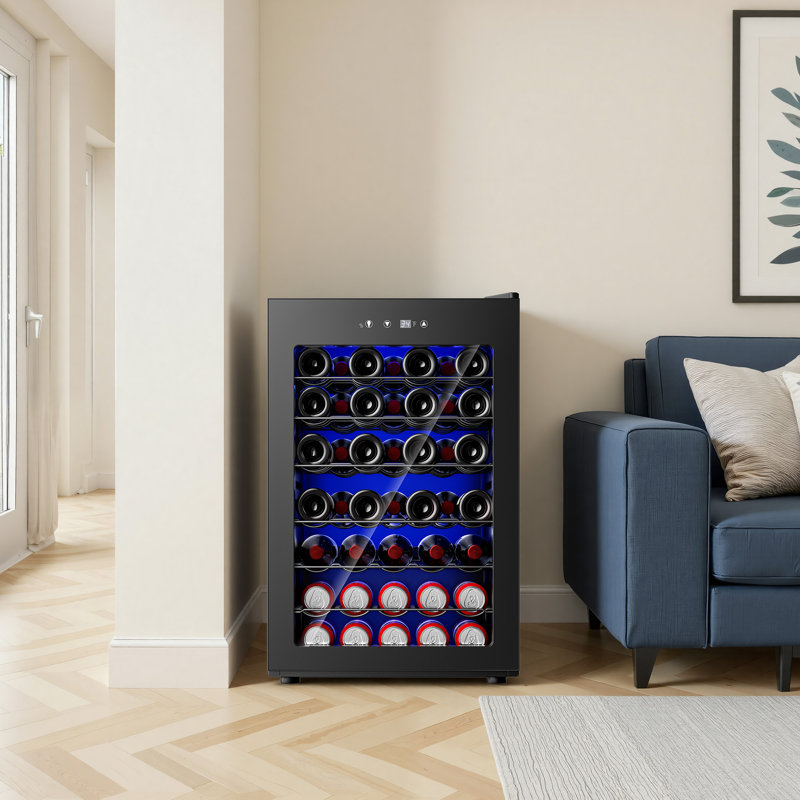 Simzlife 20"W 4.5 Cubic, 45 Bottle Wine Refrigerator, Freeestanding Wine Refrigerator for Red Wine, White Wine and Champagne, with Temperature Control, Black