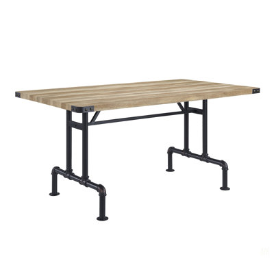 Table de salle à manger chêne et sable noir avec pieds en métal