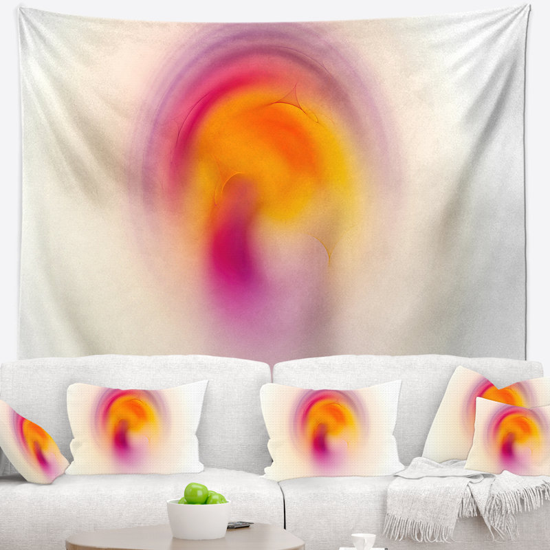 Tapisserie sphère misty jaune clair abstrait rose, H 32 po x l 39 po