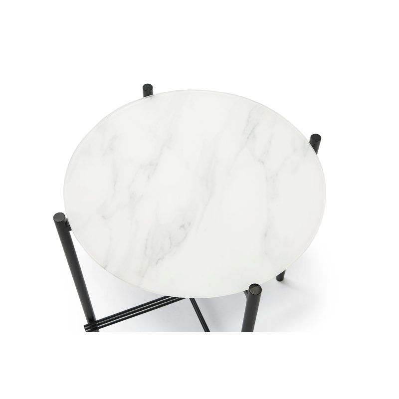 Quitman Glass Top End Table, White