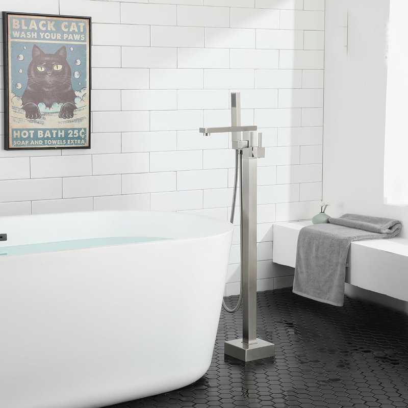 Single Handle Floor Mounted Tub Faucet, 122 cm H x 81 cm W