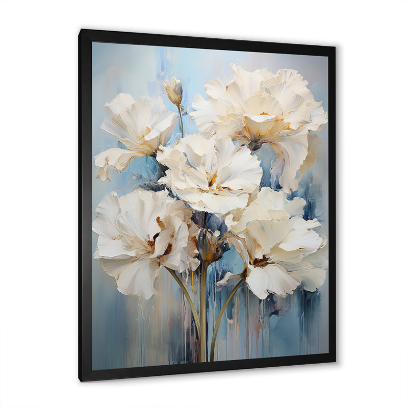 Minimalisme, œillets, bouquet, œillets, reproduction sur toile, H 44 po x l 34 po x P 1,5 po, Cadre photo noir simple