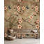 Papier peint floral à motif de fleurs de cerisier beige