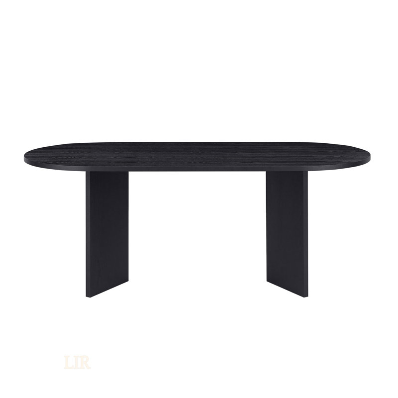Table de salle à manger Mid-Century moderne en bois, de conception compacte pour les petits espaces, polyvalente et durable avec plateau en panneau de fibres à densité moyenne noir