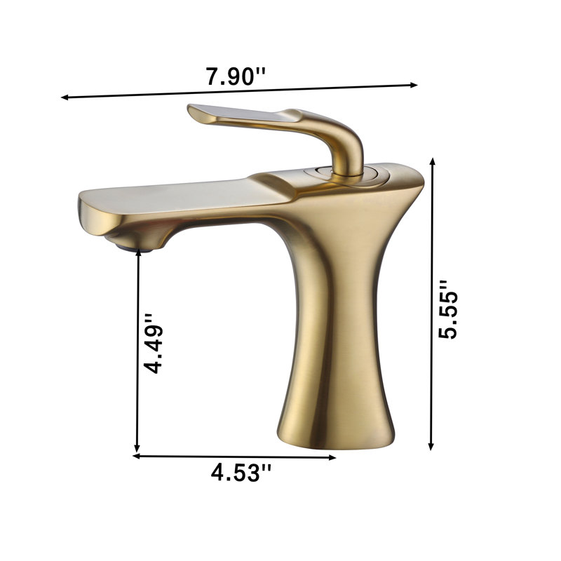 Robinet de salle de bain à poignée simple Elegantly, Or brossé