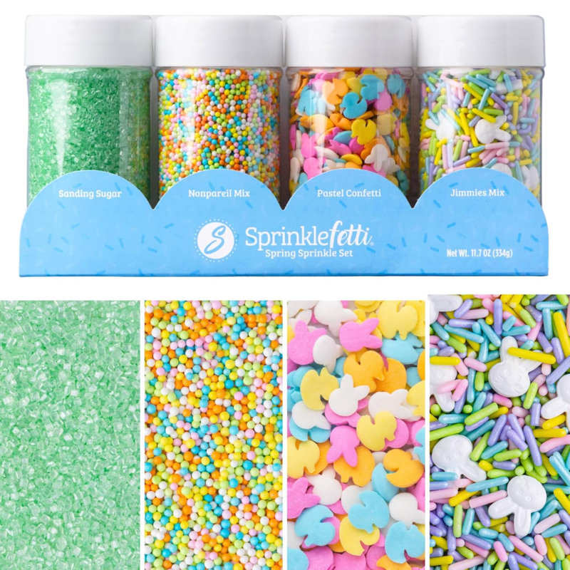 Sprinkles de Pâques, formes de printemps, paquet de 4, mélange de sauces comestibles, parfait pour les décorations de gâteaux, cuisson, crème glacée, biscuits, gâteau