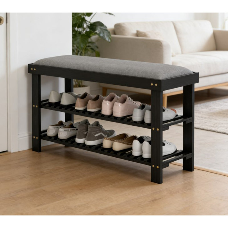 Shoe Organizer,Shoe Storage Bench,3-Tier Entryway Bench, 19.3" H x 35.4" W x 11.4" D
