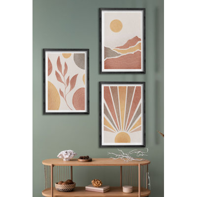 Ensemble de 3 panneaux décoratifs élégants en bois aggloméré, cadre en bois massif, 13,4 x 19,3 x 0,6 pouces | Œuvre d'art 100% MDF avec impression numérique | Parfait pour le salon, la chambre à coucher et le bureau, design élégant et moderne